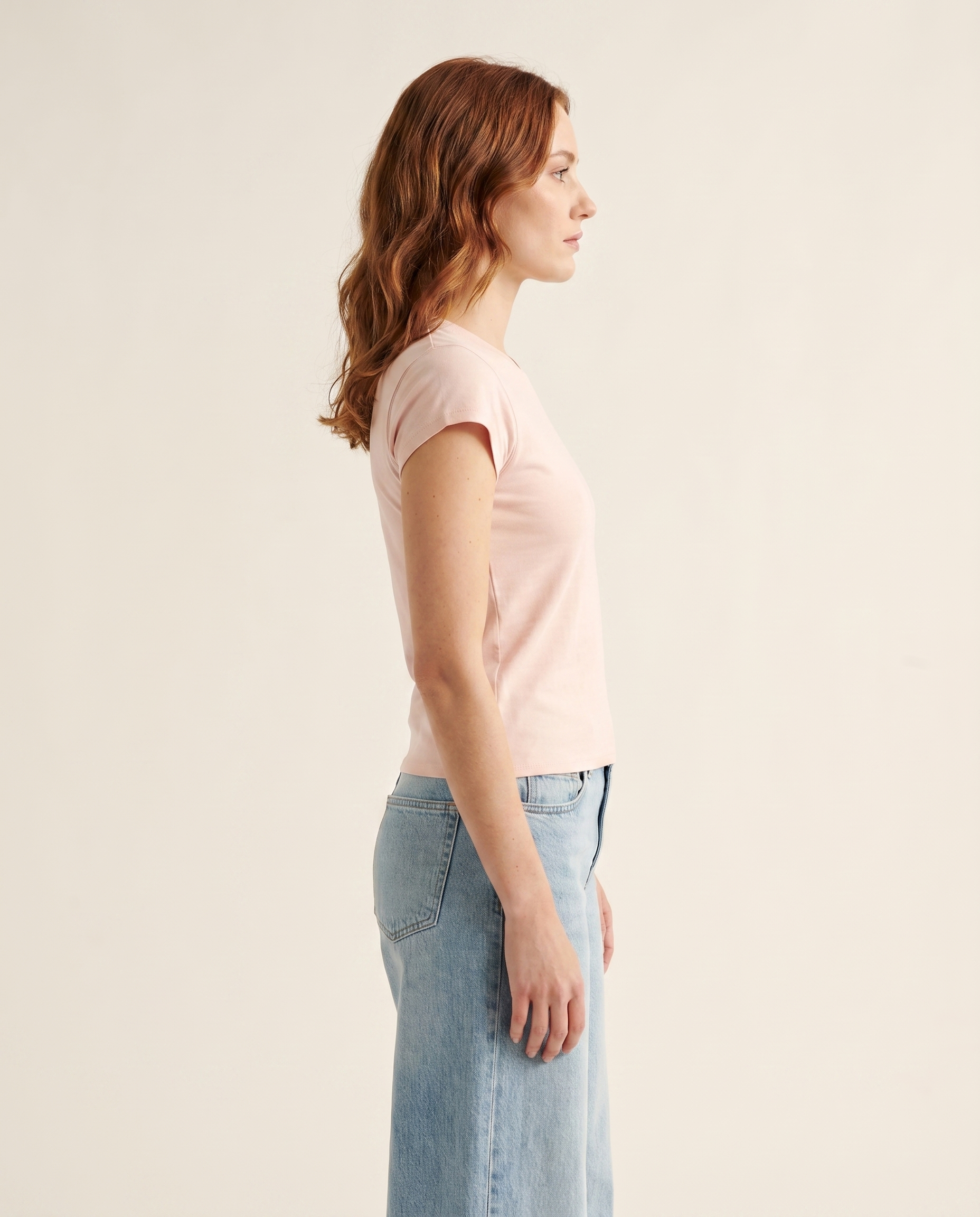 Blush pink women's fitted cap-sleeve tee — The Dirty Laundry Pakistan