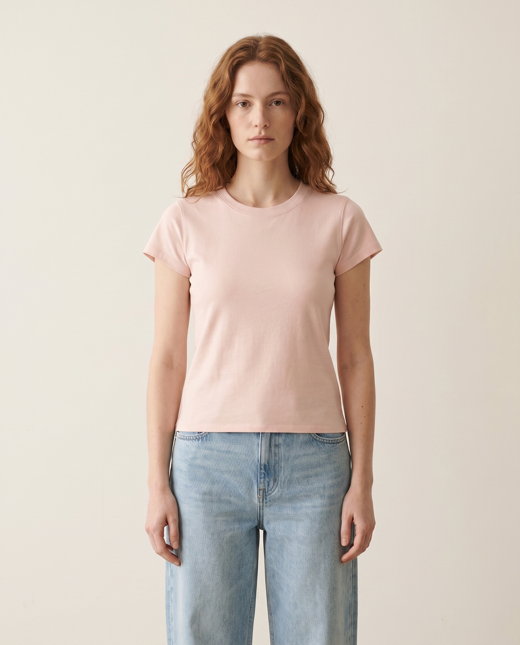 Blush pink women's fitted cap-sleeve tee — The Dirty Laundry Pakistan
