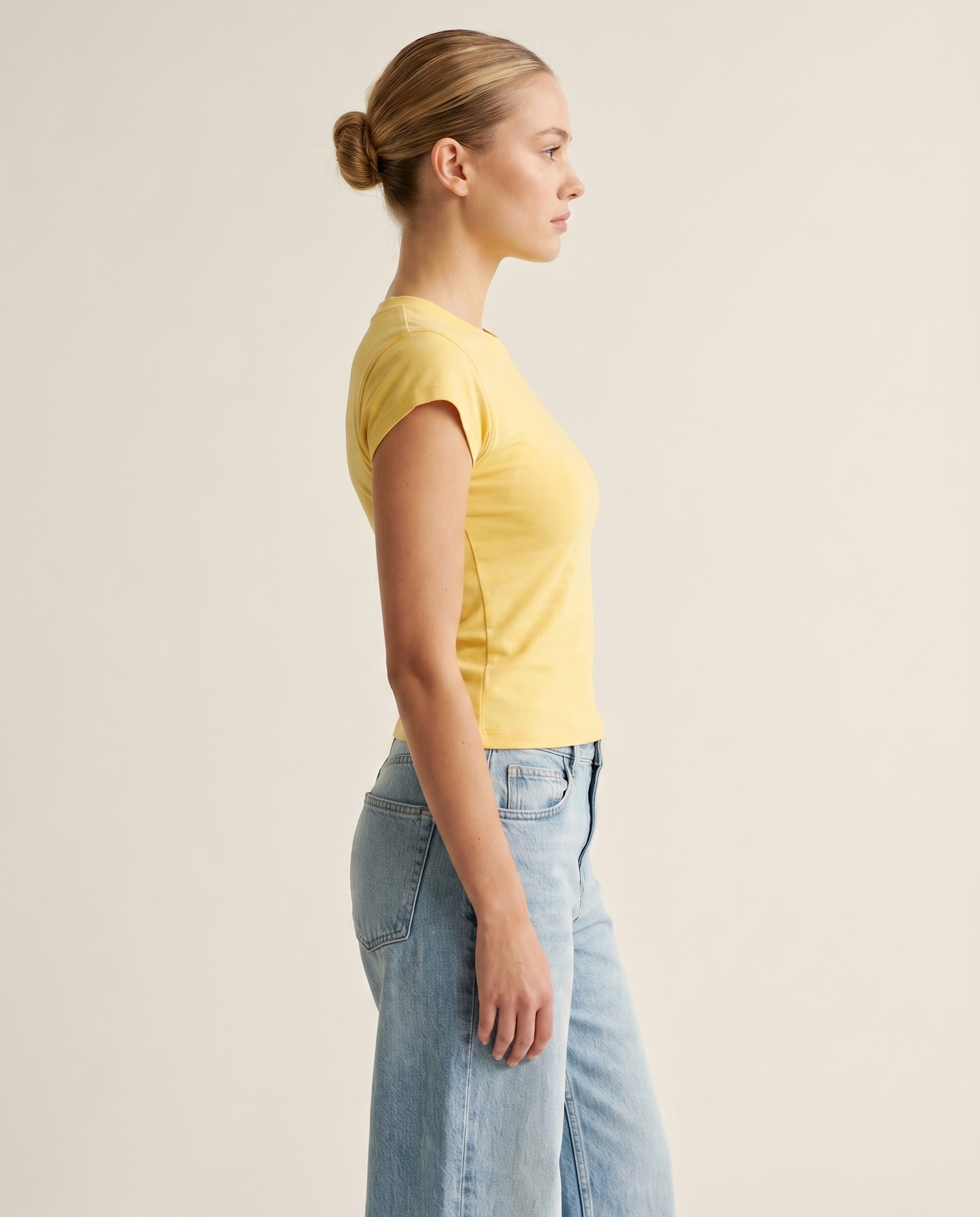 Golden butter women's fitted cap-sleeve tee — The Dirty Laundry Pakistan