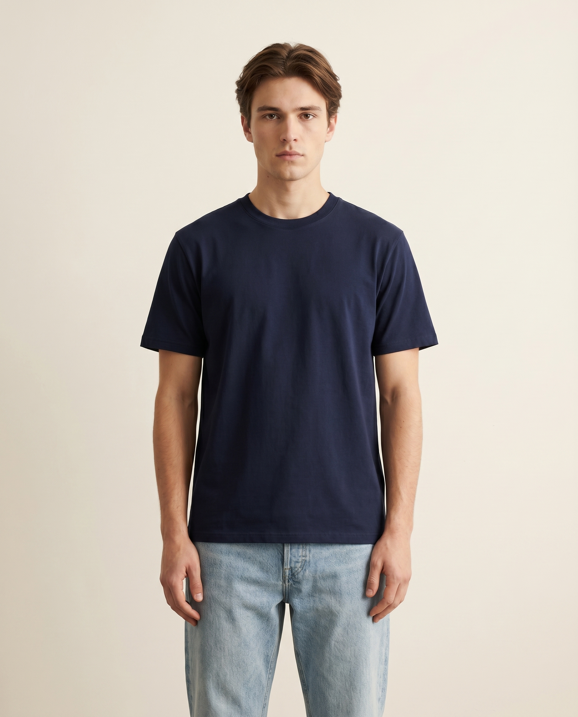 Salt navy regular-fit cotton tee — The Dirty Laundry Pakistan