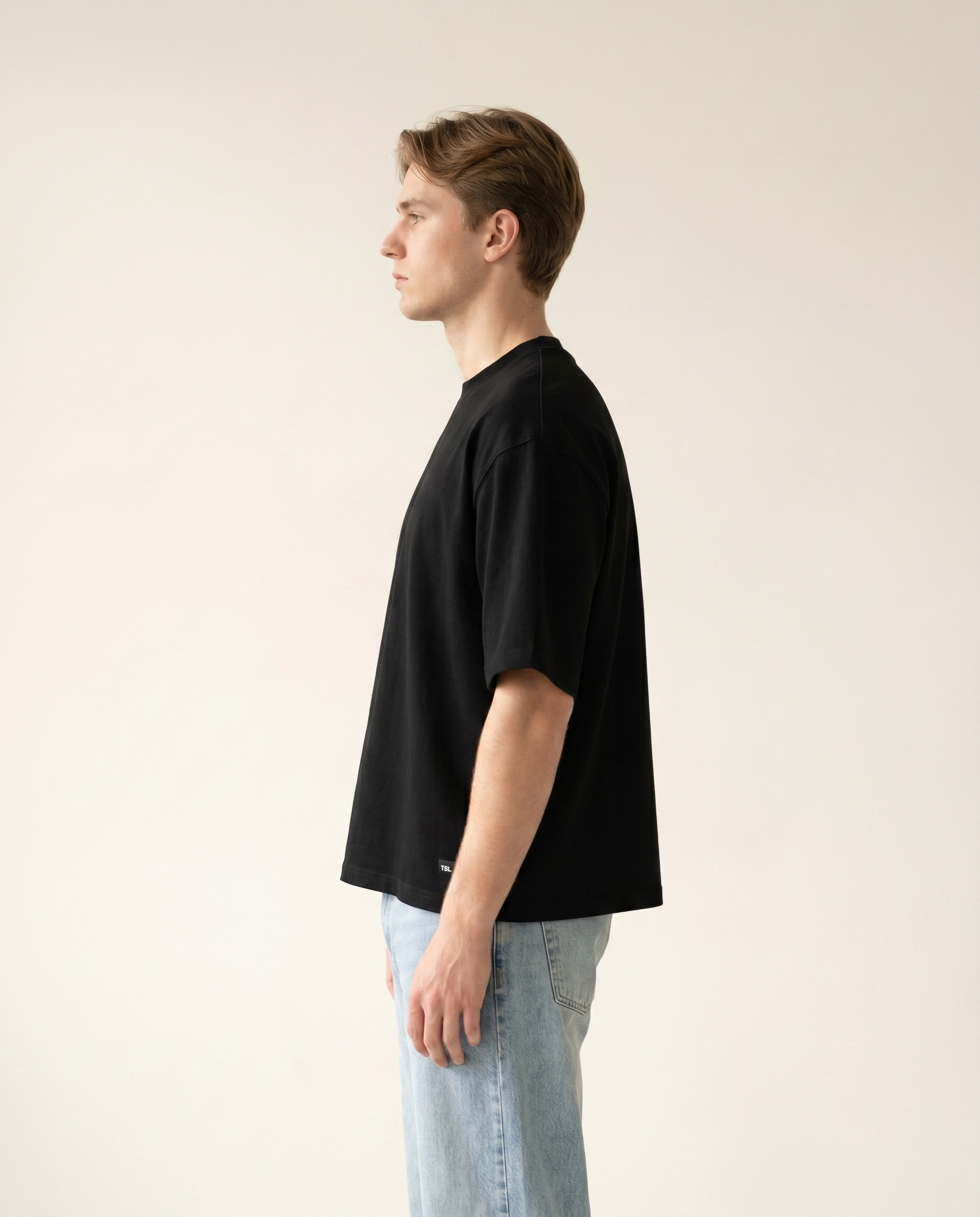 Noir black oversize viscose scuba tee — The Dirty Laundry Pakistan