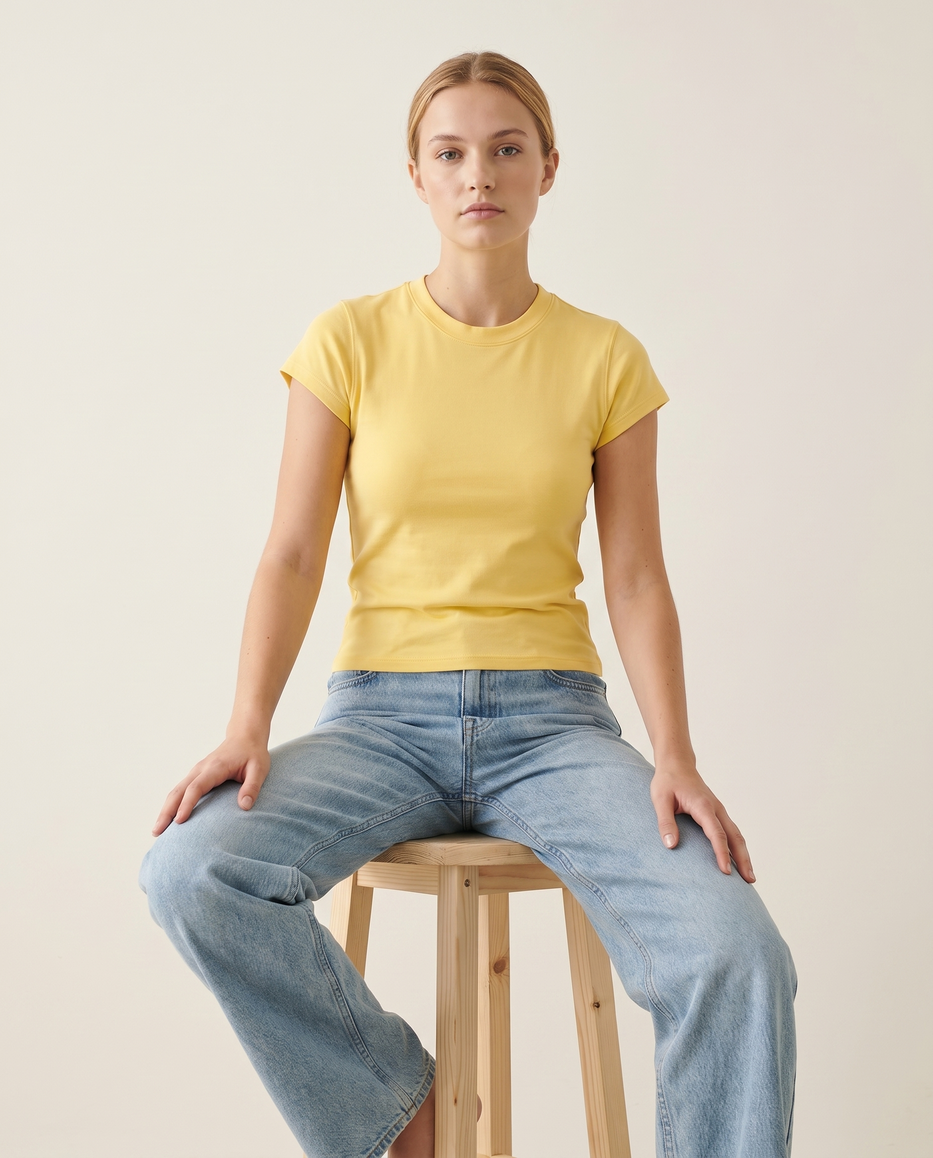 Golden butter women's fitted cap-sleeve tee — The Dirty Laundry Pakistan