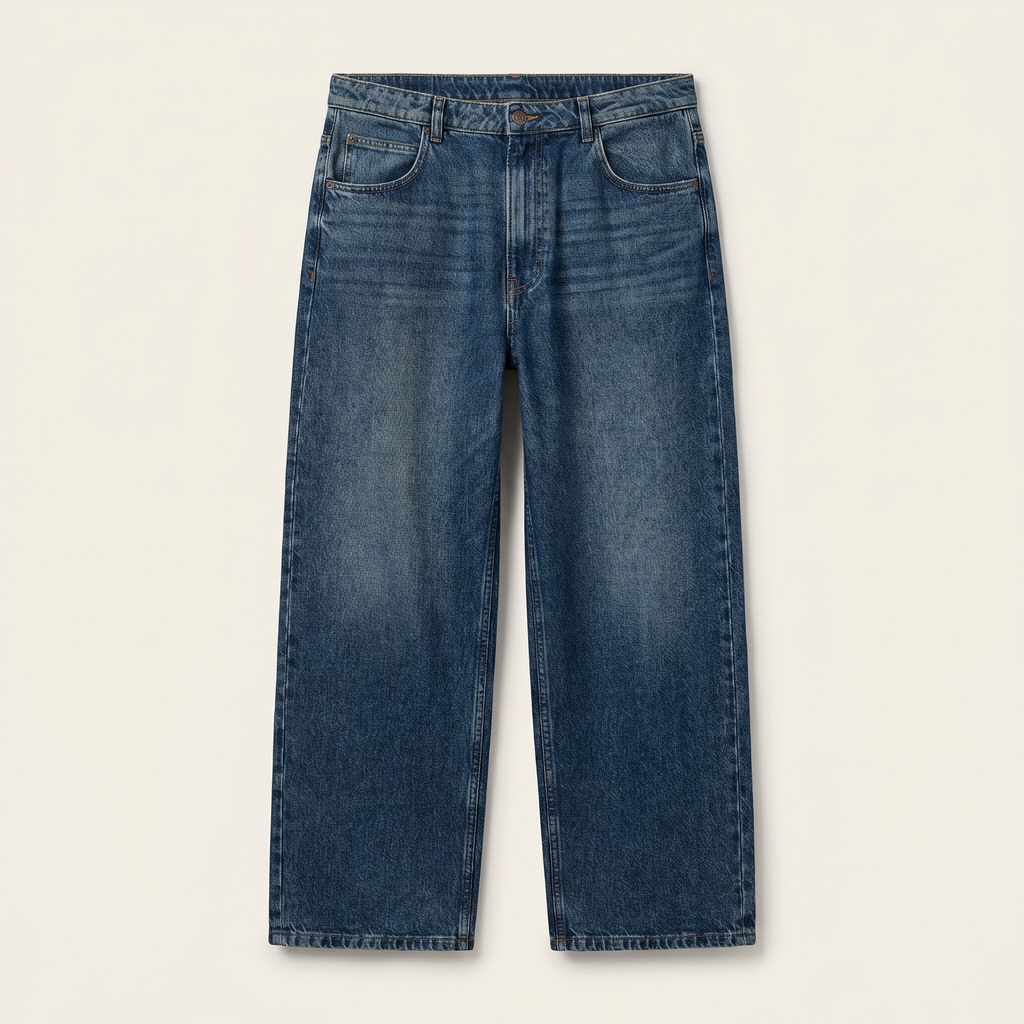 Worn blue vintage straight-leg denim jeans — The Dirty Laundry Pakistan