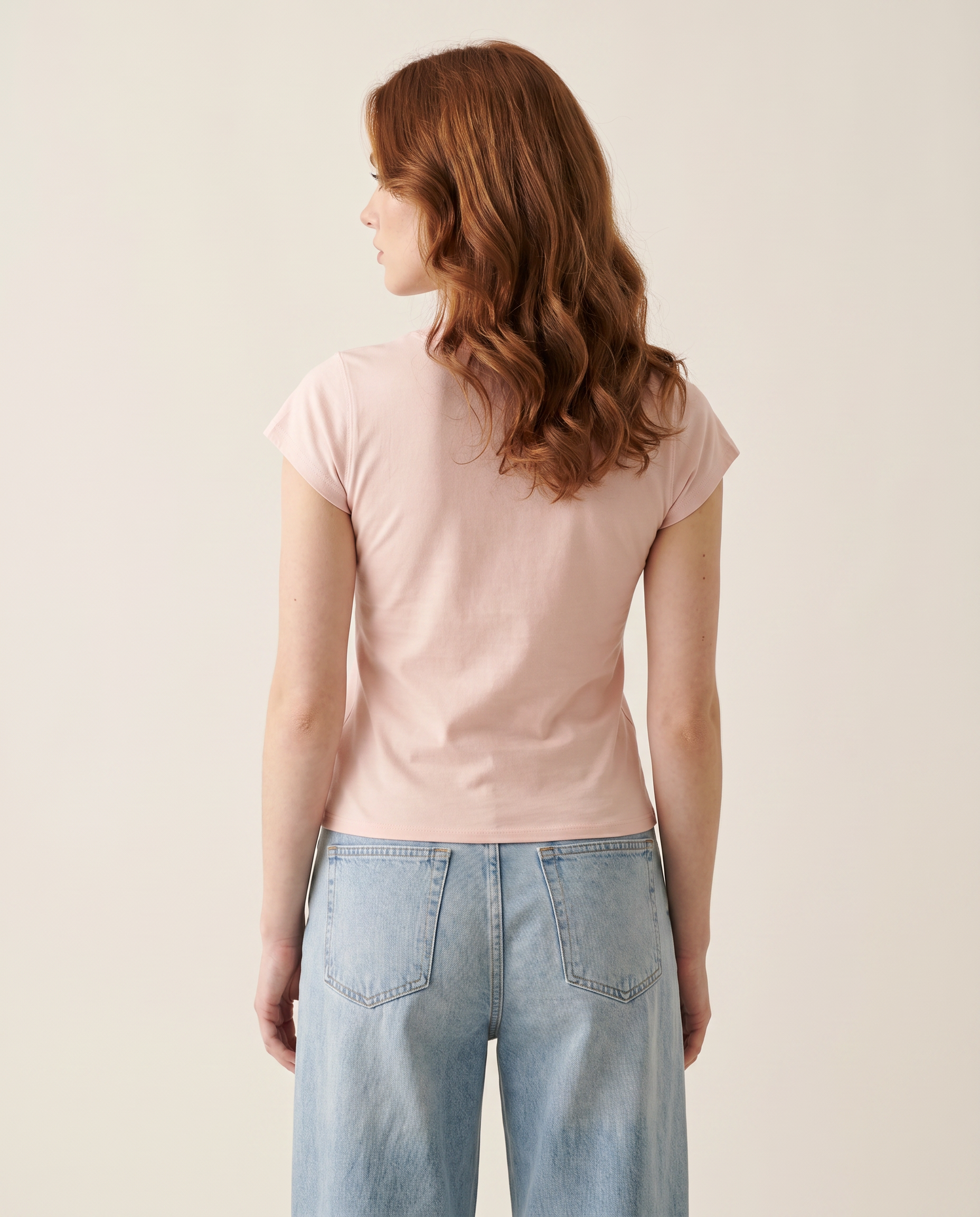 Blush pink women's fitted cap-sleeve tee — The Dirty Laundry Pakistan