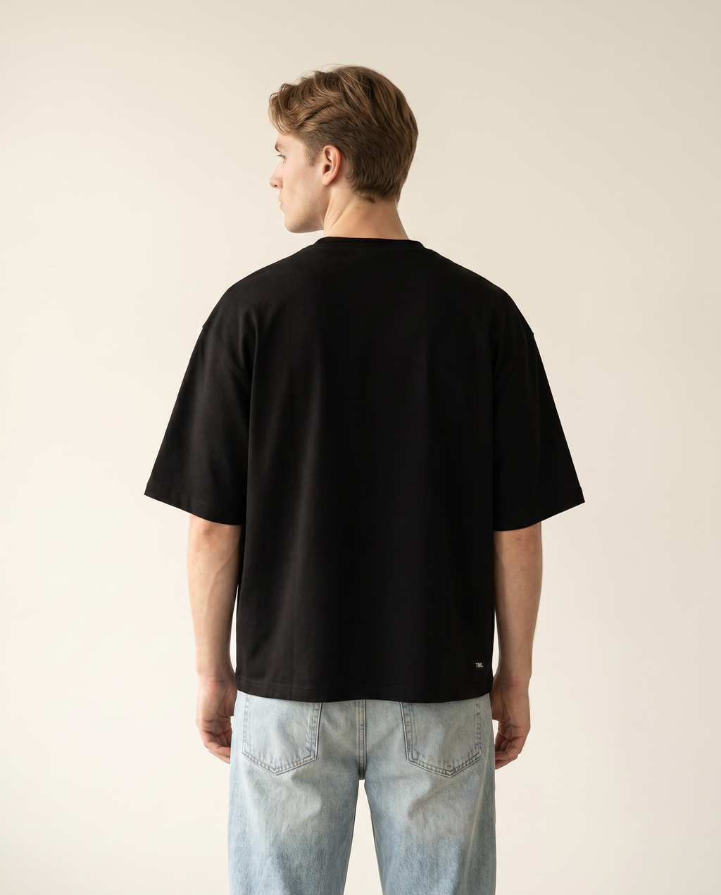 Noir black oversize viscose scuba tee — The Dirty Laundry Pakistan