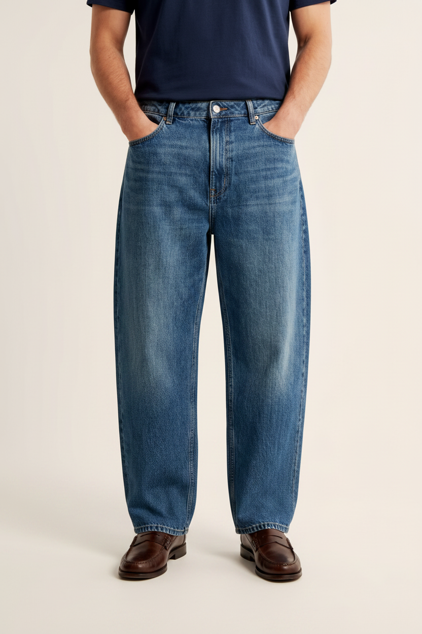 Worn blue vintage straight-leg denim jeans — The Dirty Laundry Pakistan