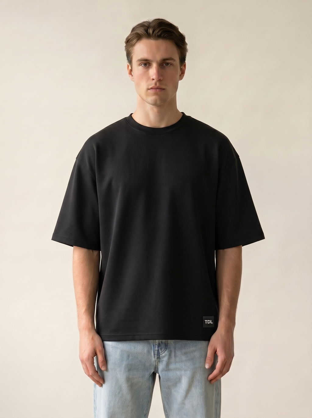 Noir black oversize viscose scuba tee — The Dirty Laundry Pakistan