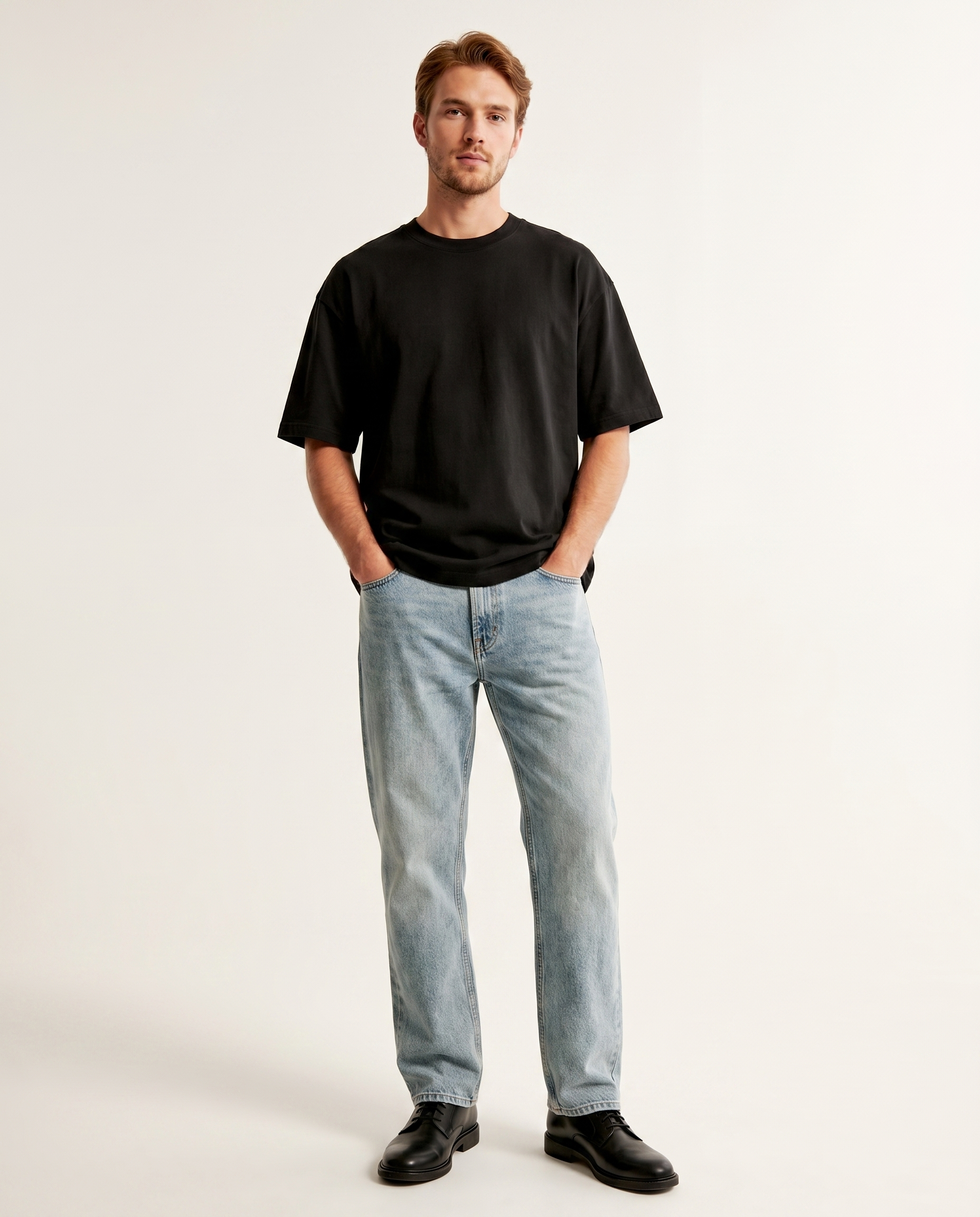 Coastal medium-blue straight-leg denim jeans — The Dirty Laundry Pakistan — on model