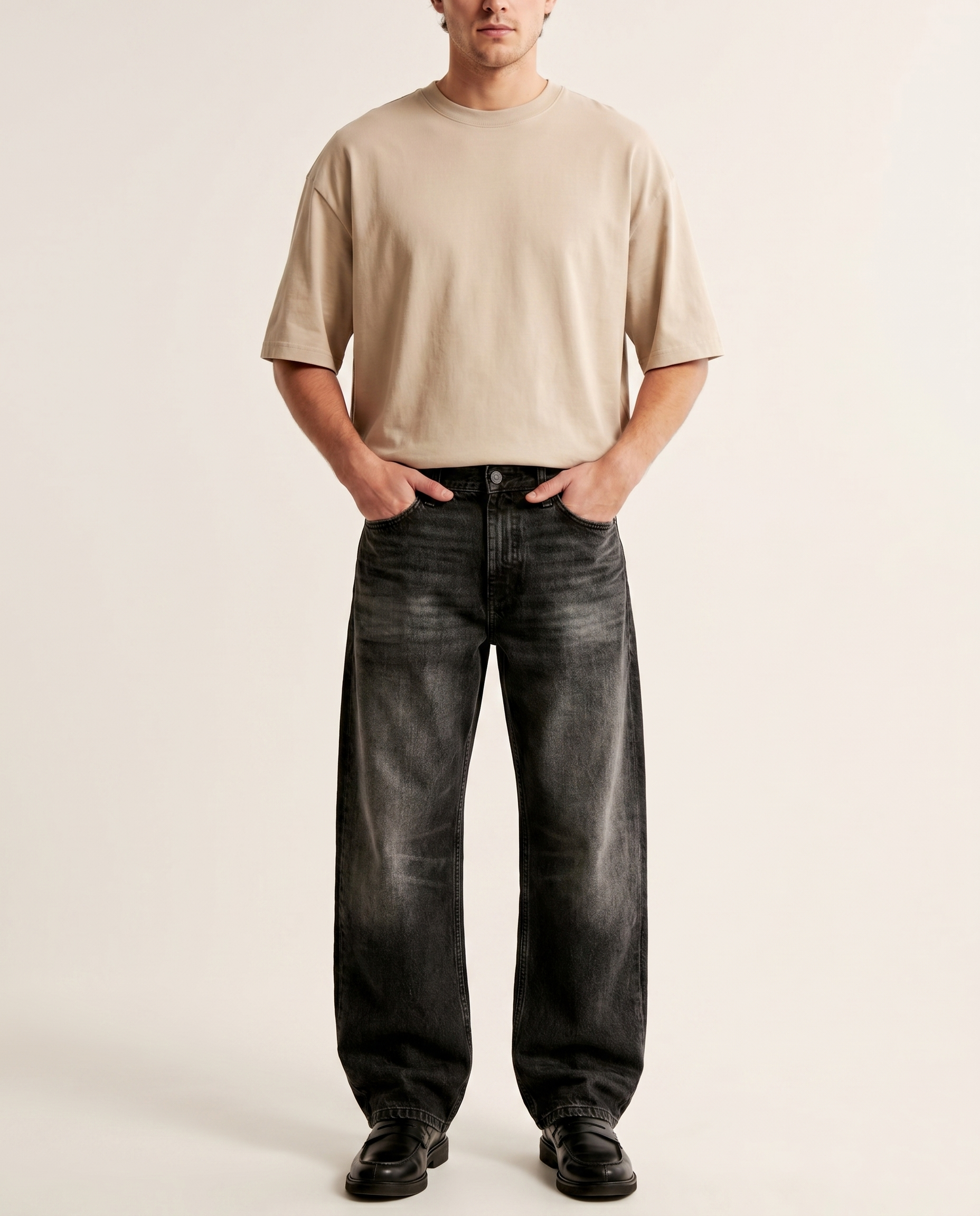 Midnight black wide-leg denim jeans — The Dirty Laundry Pakistan — on model