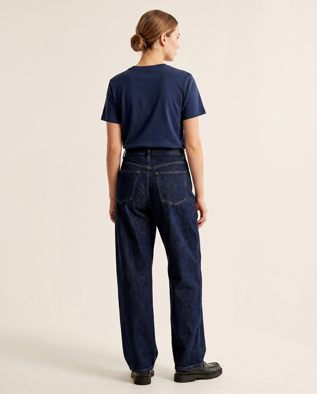 Raw indigo straight-leg denim jeans — The Dirty Laundry Pakistan — back view