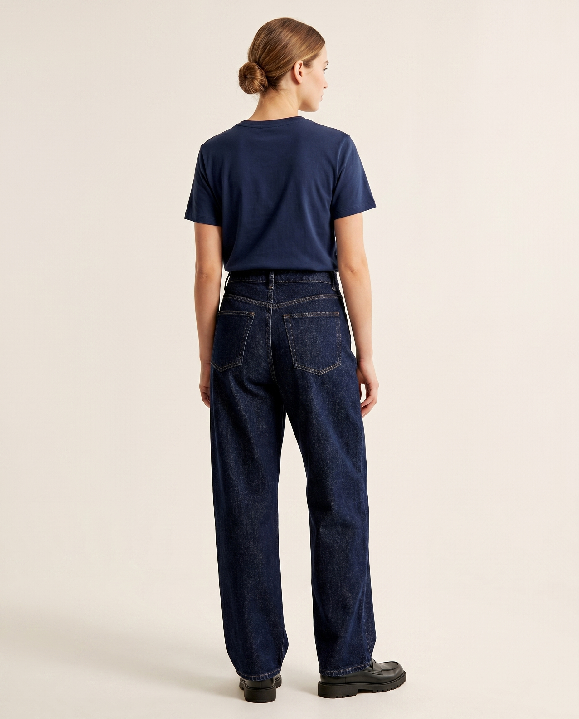 Raw indigo straight-leg denim jeans — The Dirty Laundry Pakistan — back view