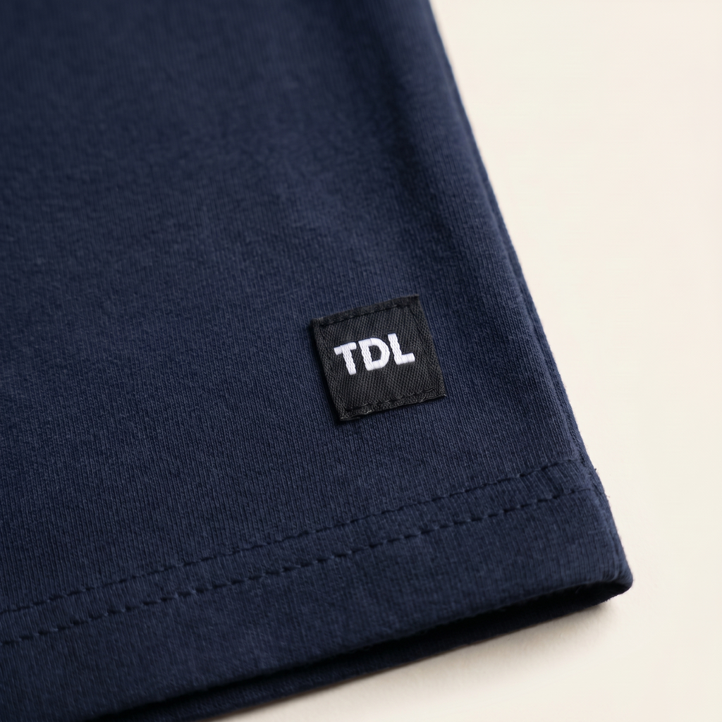 Salt navy regular-fit cotton tee — The Dirty Laundry Pakistan — detail
